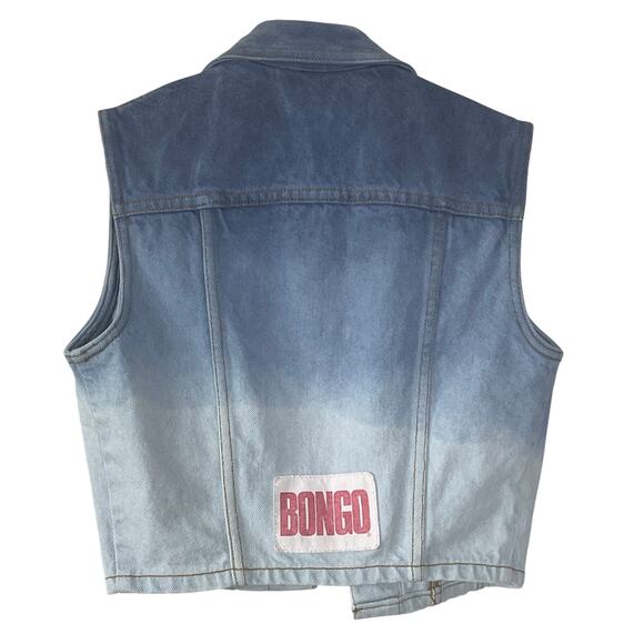 BONGO ‎ BY GENE MONTESANO WOMEN'S  CROP  DENIM VEST SIZE S VINTAGE 90S OMBRE - Picture 2 of 7